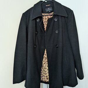 Collections by Gallery double breasted black wool pea coat